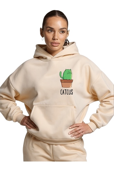 ArtYus Unisex Catcus Colorat Special cu imprimeu Bumbac supradimensionat cu g...