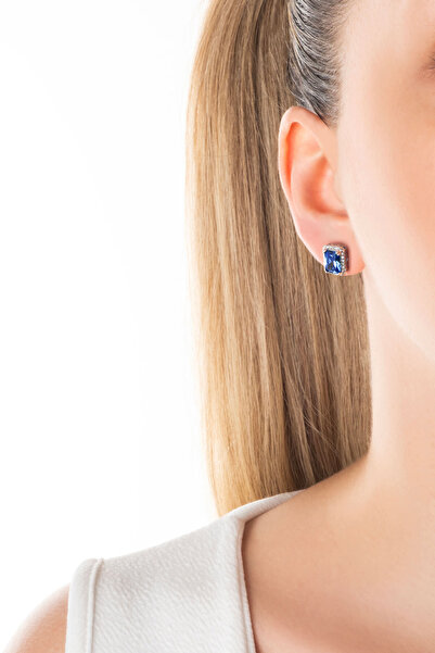 So CHIC... Gece Işıltısı 18 Ayar Beyaz Altın Kaplama Gümüş Baget Küpe