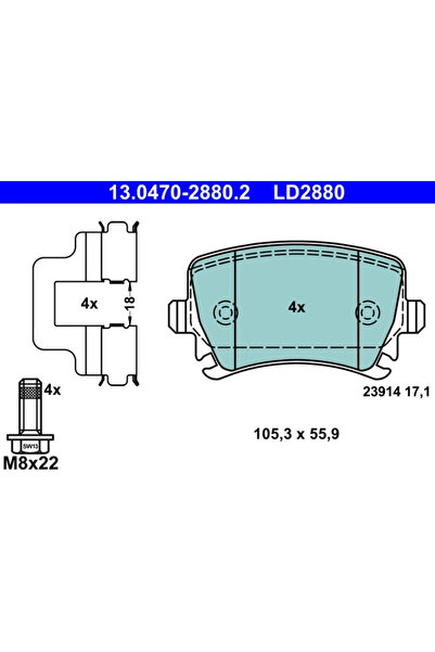Ate Set Placute Frana Frana Disc Audi A3/Tt Seat Alhambra/Leon 1998-2022