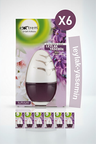 EXXTREM 6 Adet Leylak - Yasemin Cam Küre Oda ve Araba Kokusu | Altın Tropik S...