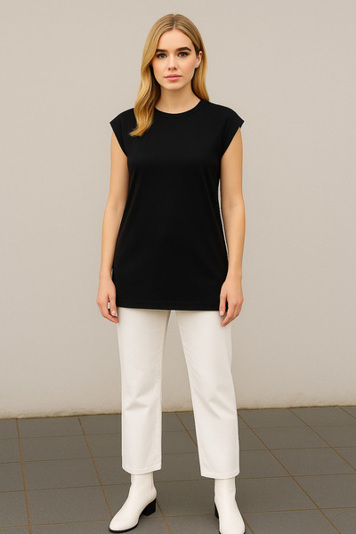 Dİ GİYİM Women's Circular Neck Sleeveless Inner Tunic