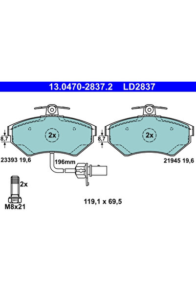 Ate Set Placute Frana Frana Disc Audi A4 B5/A4 B6 Vw Passat B5