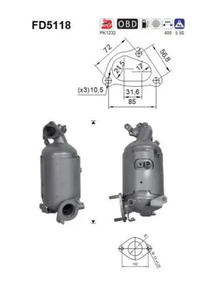 As Filtru Funingine/Particule Sist.De Esapament Hyundai I20 1/I30/IX20 Kia Ce...