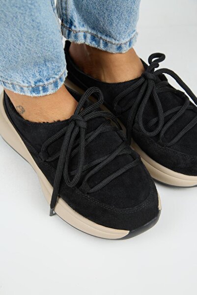 Manijero Koralia Women's Genuine Leather Sabo Black Slippers