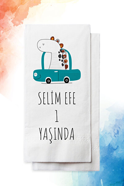 nna tasarım 50 Adet Kişiye Özel Isim Baskılı Erkek Çocuk Doğumgünü Peçetesi (...