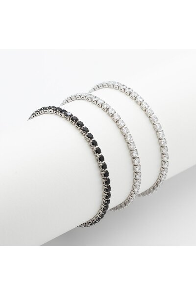 ElectraStore Set of 3 White Gold Plated Tennis Bracelets