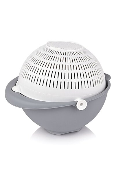 SHOPIENS Plastic Colander with Bowl, White/Grey, 26 cm x 12 cm