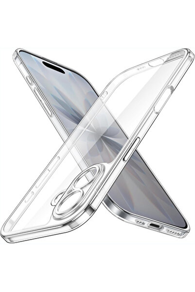 Fibaks iPhone 17 Kılıf Renksiz Şeffaf Kamerası Full Korumalı Yumuşak Darbe Em...