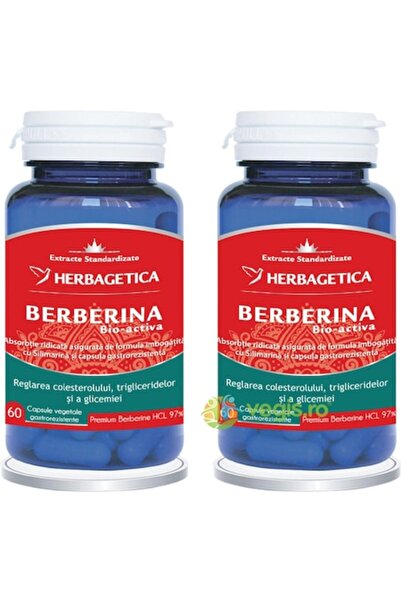 herbagetica Berberină 1000mg Herbagetica, Pachet 60+60 Capsule – Susține glicemia și metabolismul