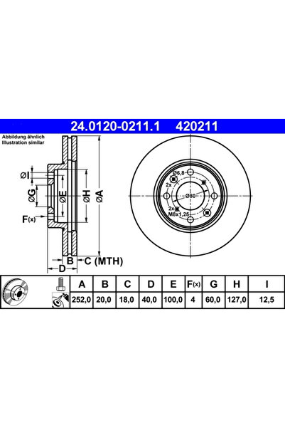 Ate Set Discuri Frana Opel Agila Suzuki Splash/Swift 3 2005-2015