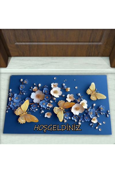 Colorix Carpet Kelebek Desenli Dekoratif Kapı Önü Paspası No: 2551