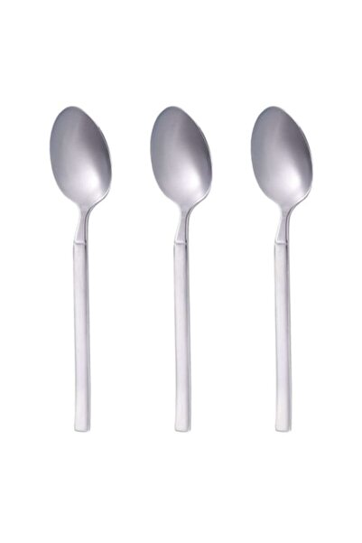 SHOPIENS Set of 3 Stainless Steel Teaspoons Basic, 15 cm, Matte Finish