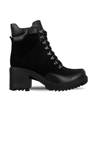 MY DERİ Boaldy Kadın Hakiki Deri Fermuarlı Topuklu Postal Bot 4156