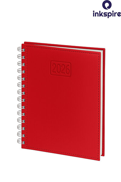 inkspire 2026 Spiralli Sert Kapak Ajanda Suni Deri Ciltli 17X24 Cm Çizgili 1 ...