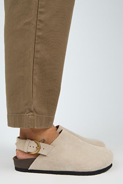 Manijero Antonella Women's Leather Genuine Leather Back Strap Sabo Beige Sandals