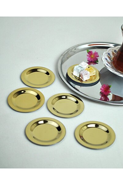 Qualitev 6 Adet Çelik Mini Lokumluk ve Çay Bardak Kapağı Çok Amaçlı