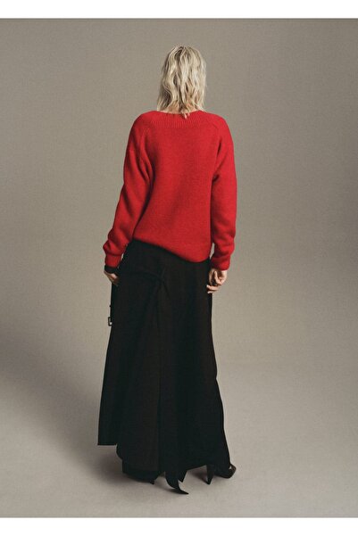 MANGO Woman V yakalı kalın triko kazak