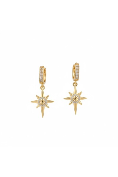 POKAK 316L Polar Star Zircon Stone Stainless Steel Earrings