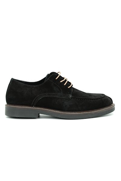 Tuna Genuine Suede Leather Black Casual Men's Shoes Thermo Sole Lace-Up - 23201