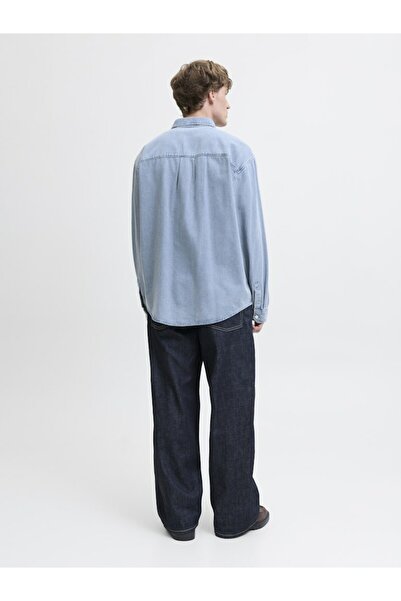 Jack & Jones Erkek Mavi Jornorrebro Denim Shirt Ls Sn Jean Gömlek 12282775-Mediumblu