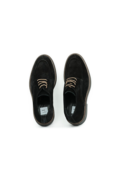 Tuna Genuine Suede Leather Black Casual Men's Shoes Thermo Sole Lace-Up - 23201