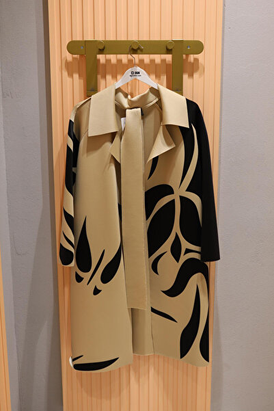 my312 Bej Renk Baskılı Giy Çık Tesettür Kap