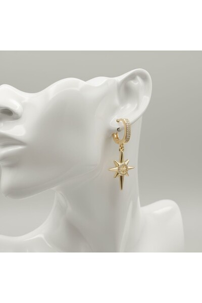 POKAK 316L Polar Star Zircon Stone Stainless Steel Earrings