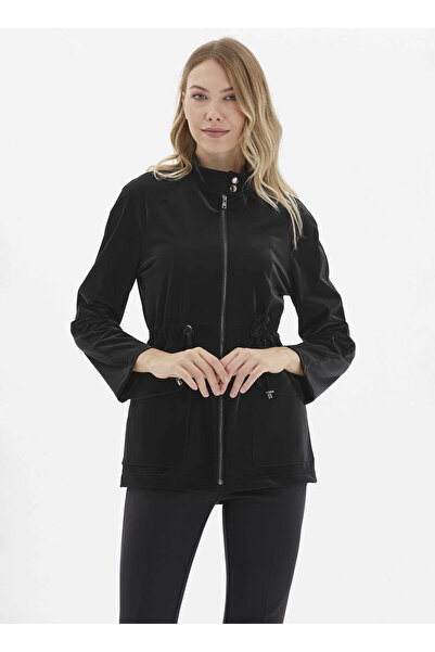 Selen Siyah Kadın Standart Trençkot 25KSL9542