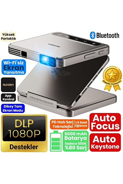 Vankyo Aurzen ZIP Katlanabilir DLP 1080P Destekli Bataryalı Projeksiyon Cihazı +Auto Focus+Auto Keys