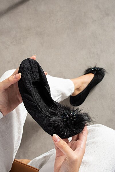 FUGA MODA Piky Black Pisi Pisi Booties Slippers Home Slippers Non-Slip Noiseless Folding Sole