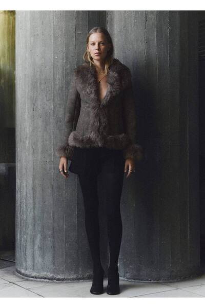 MANGO Woman Süet efektli kürk görünümlü ceket