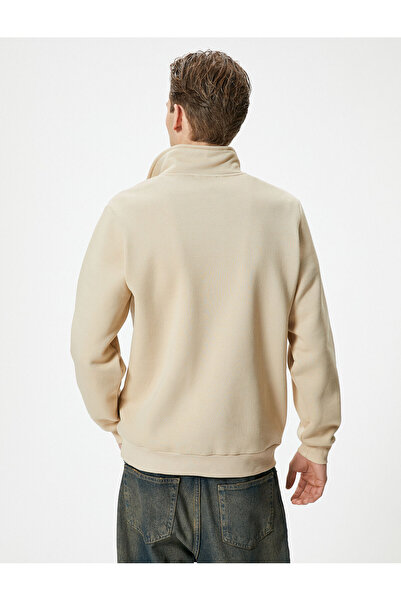 Koton Φούτερ με μισό φερμουάρ Basic ψηλός λαιμός με μακρυμάνικο μανίκι επένδυση fleece