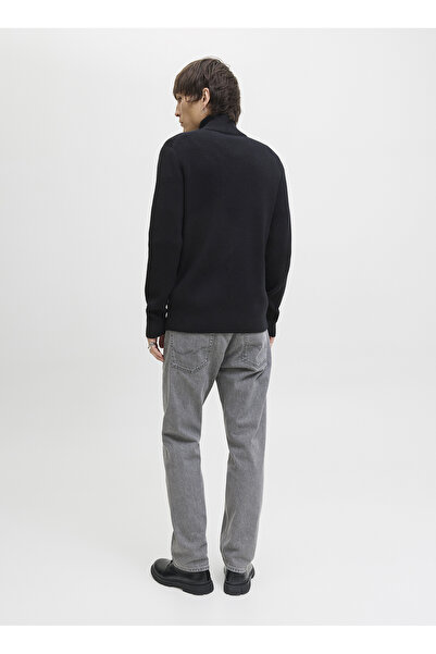 Jack & Jones High Collar A-Form Fit Black Men's Sweater 12279409_Jjeperfect Knit Zip Cardig