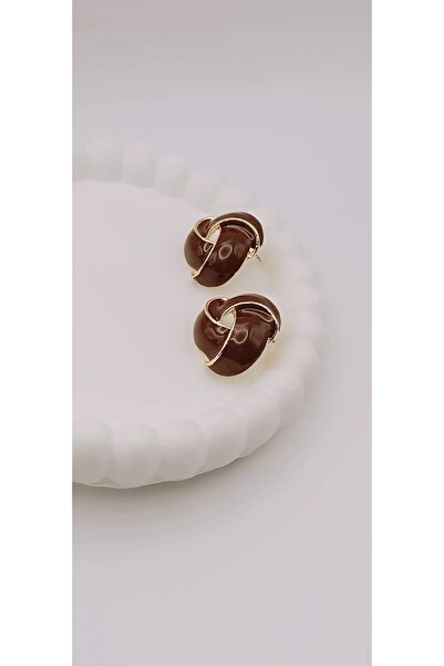 MODAMİRA AKSESUAR Kadın Sarmal Küpe - Renk KAHVERENGİ