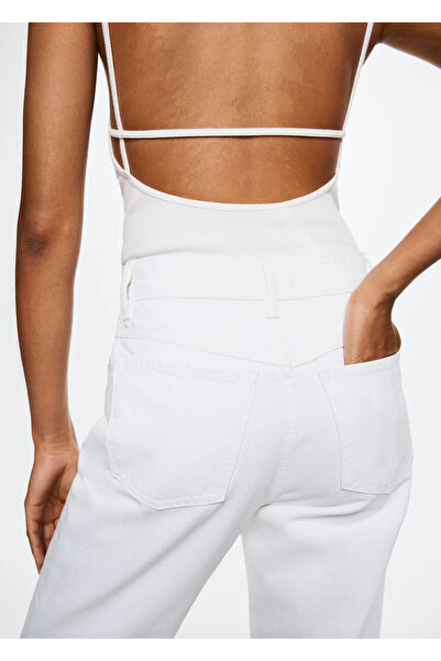 kleshus Women's White Mom Jean Denim Pants Lycra Hb-3