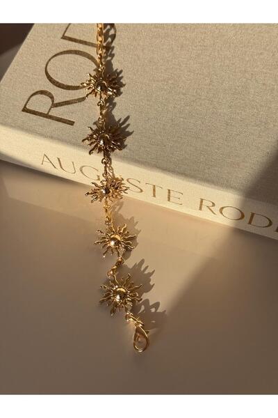 LEROSY CO. Lanț de talie pentru femei din oțel cu design cu lanț cu motiv solar de culoare aurie