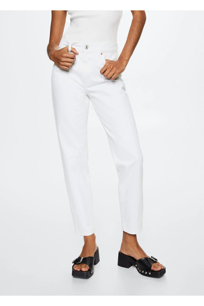 kleshus Women's White Mom Jean Denim Pants Lycra Hb-3