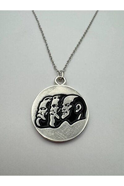 Herşey Nota Unisex Necklace with Marx, Engels, and Lenin Figures - Symbol of Philosophy, Revolution, and Wisdom