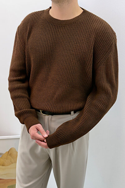 Redline Dray Oversize Knitwear Long Sleeve Sweater Brown