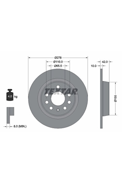 TEXTAR Disc Frana Hsv Vxr Opel Astra H/Zafira / Zafira Family B/Zafira B Auto...