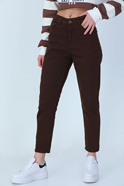 MAKRAS EXCLUSIVE A156955 Καφέ Γυναικείο Τζιν Παντελόνι Ψηλόμεσο Skinny Τζιν