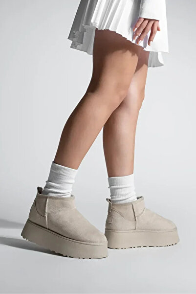 leopar by çetinay 244 Aurelia Luxe UG | Kadın Kalın Taban İçi Kürklü Yarım Süet Bot