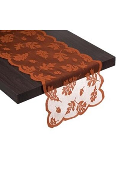 Jumbo Decorative Runner with Autumn Leaves & Acorns Pattern 185 x 33 cm