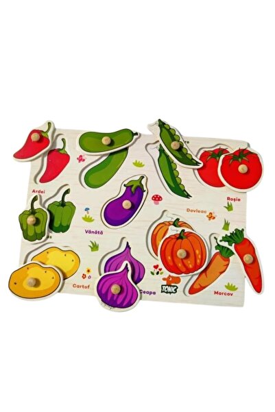 OEM Set 2 puzzle incastru din lemn in limba romana cu fructe si legume pentru copii. 3+