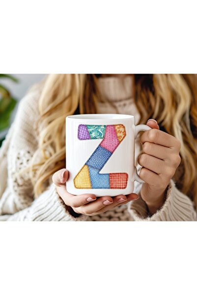 Beramussa Letter Z Colorful Patchwork Design Mug - Bohemian Patchwork Pattern...