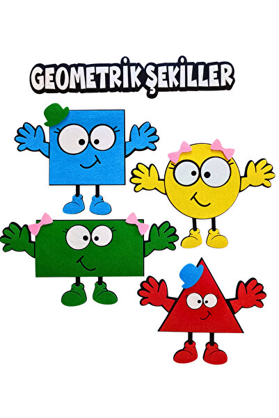 Ngüzelkecetasarim Keçe Geometrik Şekiller 4 Renk ve İfadeli