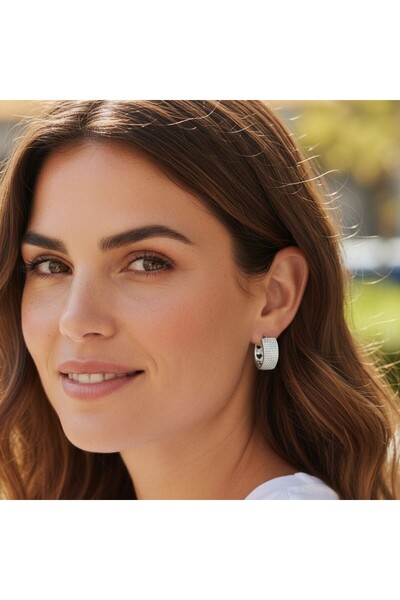 XUPING JEWELRY Platin Zirkon Taşlı Halka Çelik Küpe