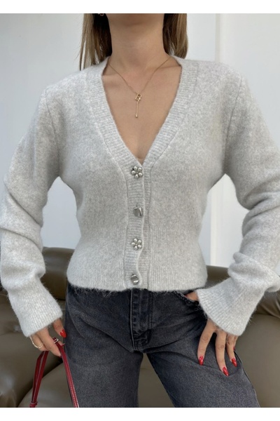 fujya Asymmetrical Buttoned Frida Knitwear Cardigan