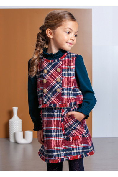 Abel & Lula Καρό Με σχέδιο Φόρεμα ολόσωμης φόρμας Ναυτικό μπλε 5542