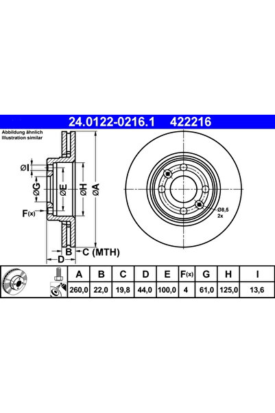 Ate Disc frana Dacia Logan McV/Logan Pick-Up Nissan Micra 3/Micra C+C 3/Note